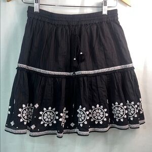 Kate Spade Black Mini Skirt with White Embroidery